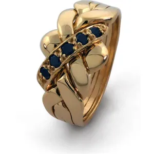 14K Gold 4 Band SAPPHIRE Puzzle Ring 4B141SAP