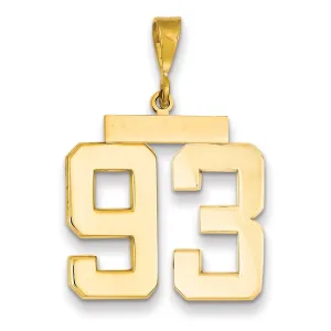 14k Yellow Gold Polished Finish Large Size Number 93 Charm Pendant
