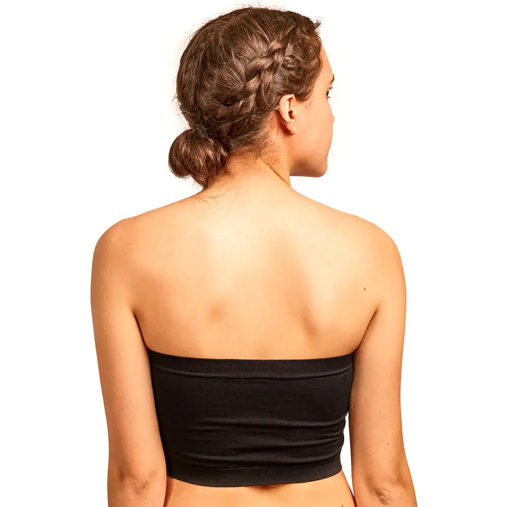 2 Pc Bandeau Seamless Strapless Tube Crop Top Bras Multi-Colors Yoga One Size