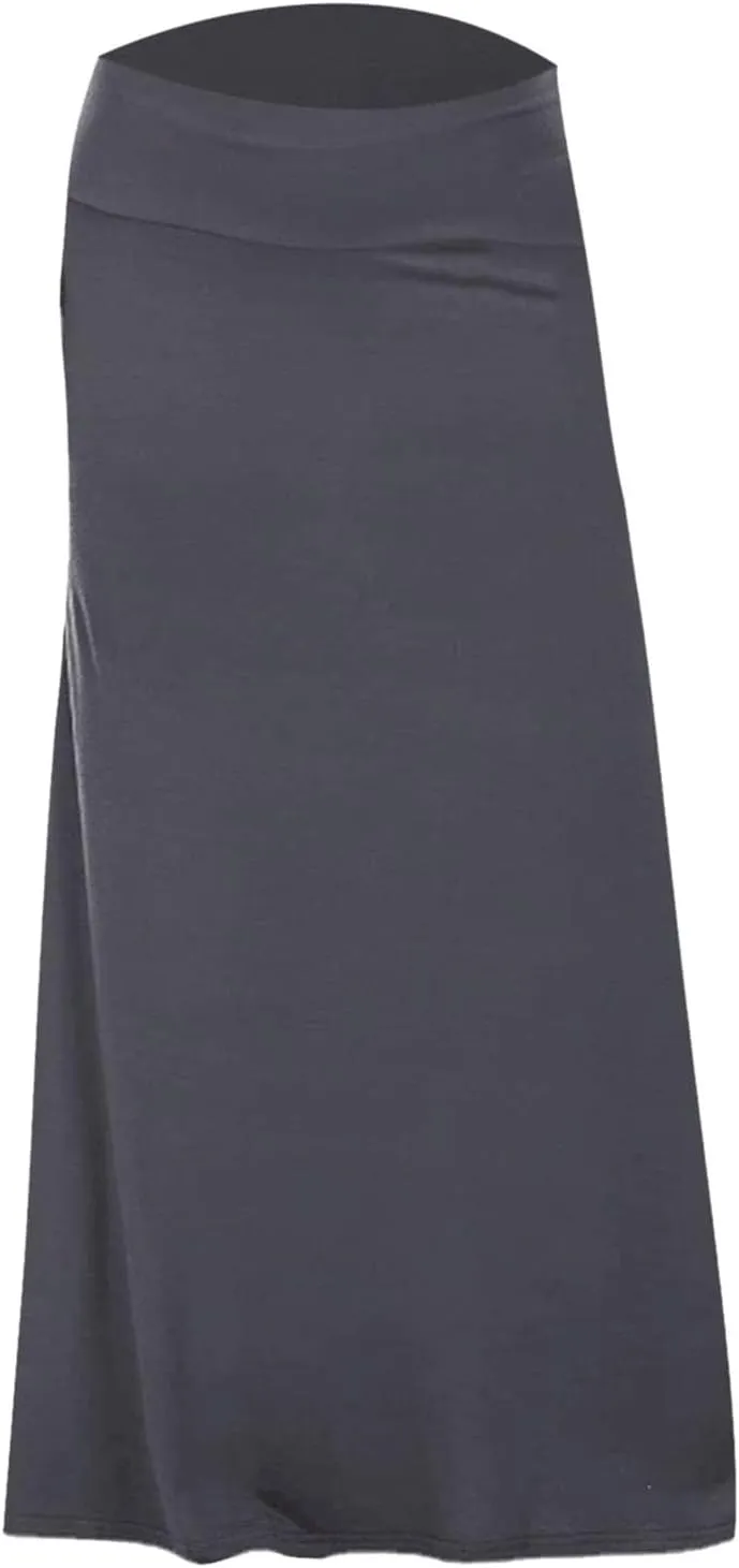 2024 Women's Skirts Women's Casual Ruched Stretchy High Waist A Line Skirt Flared Midi Skirt