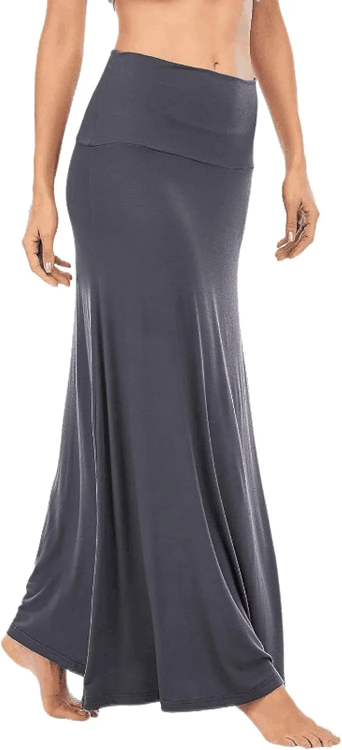2024 Women's Skirts Women's Casual Ruched Stretchy High Waist A Line Skirt Flared Midi Skirt