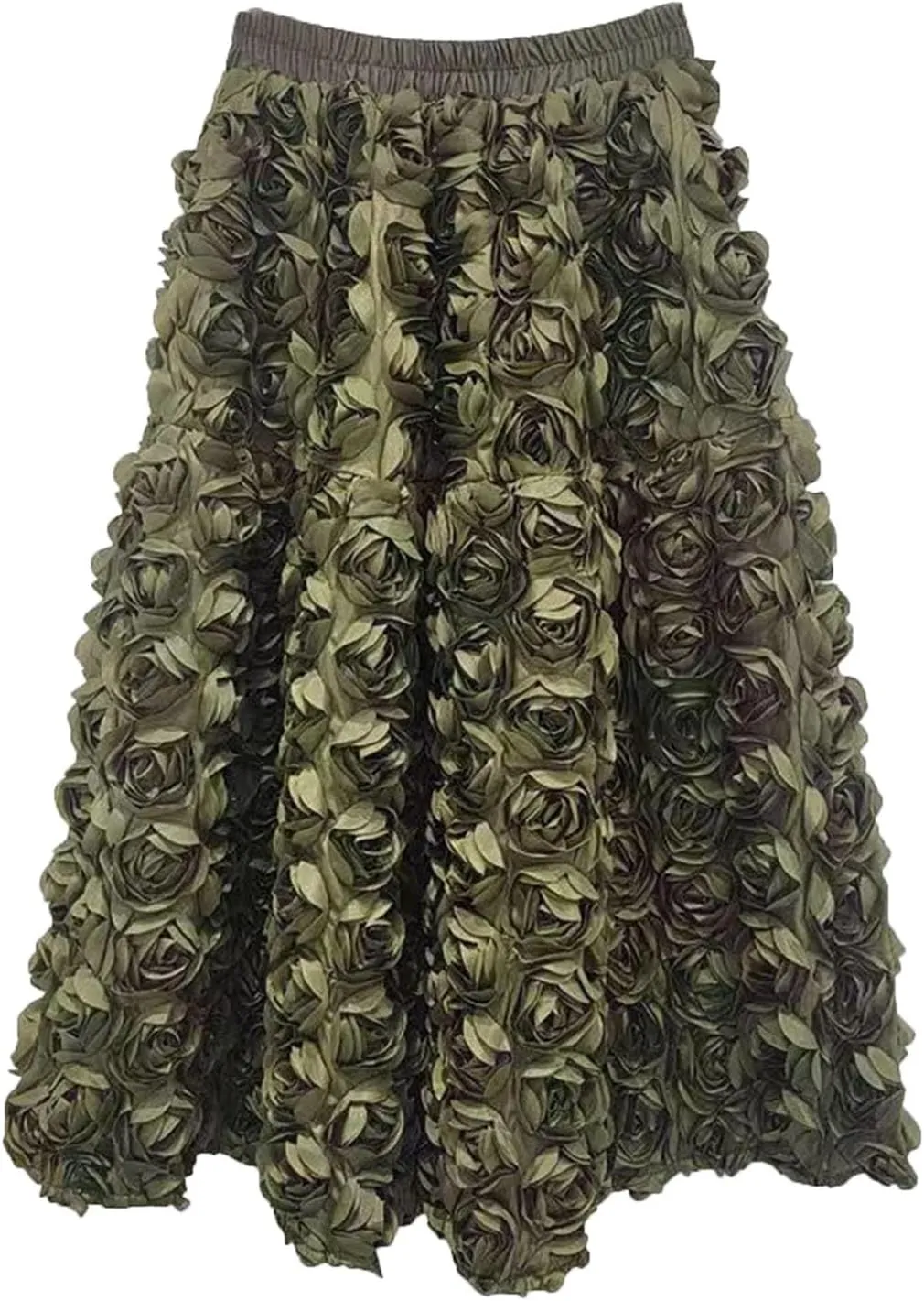 3D Flower Large Swing Long Skirt Women's Fashion Elegant Applique Floral A-Line Big Sing Maxi Skirts