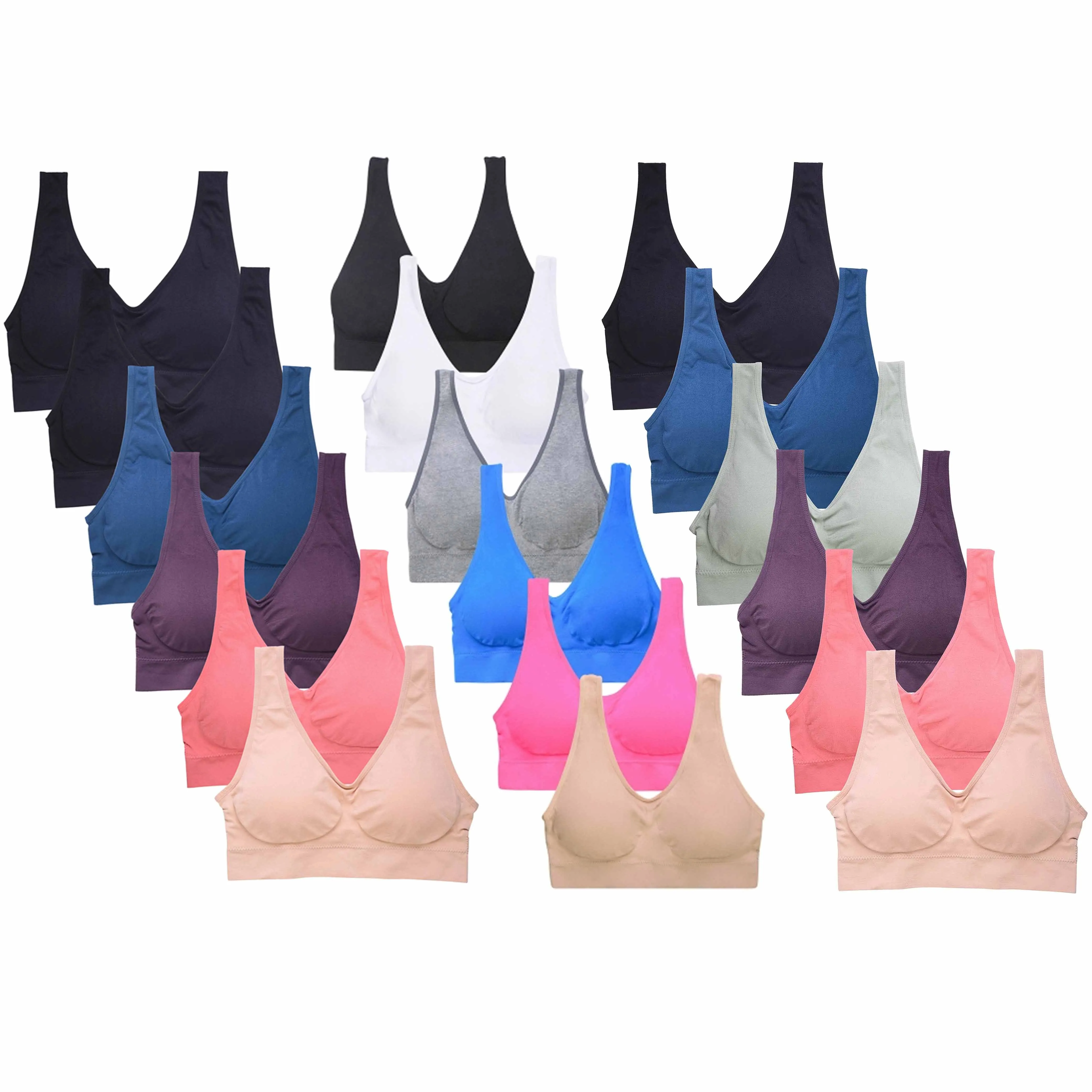 6 Sports Bras Women Yoga Fitness Stretch Workout Gym Seamless Pad One Size Fit