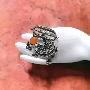 Aahana Silver Lookalike Oxidised Fusion Ring