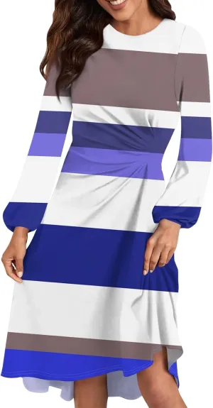 ADHOWBEW Dresses for Women 2025 Long Sleeve Round Neck Plus Size Sexy Trendy Casual Dresses