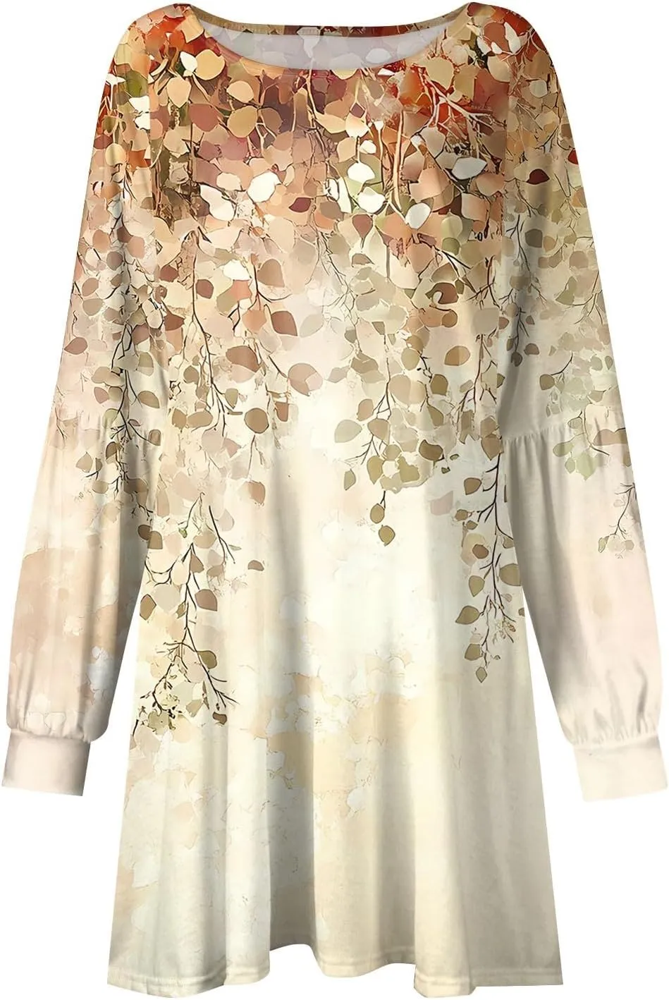 ADHOWBEW Dresses for Women 2025 Round Neck Sexy Plus Size Casual Trendy Long Sleeve Work Dress Long Sleeve