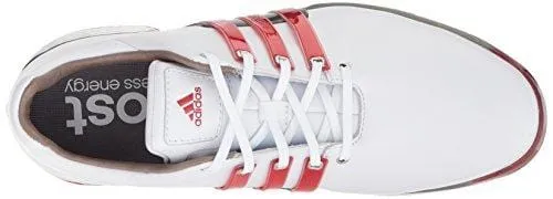 adidas Men's TOUR 360 2.0 Golf Shoe, White/Scarlet/Dark Silver Metallic, 11 M US