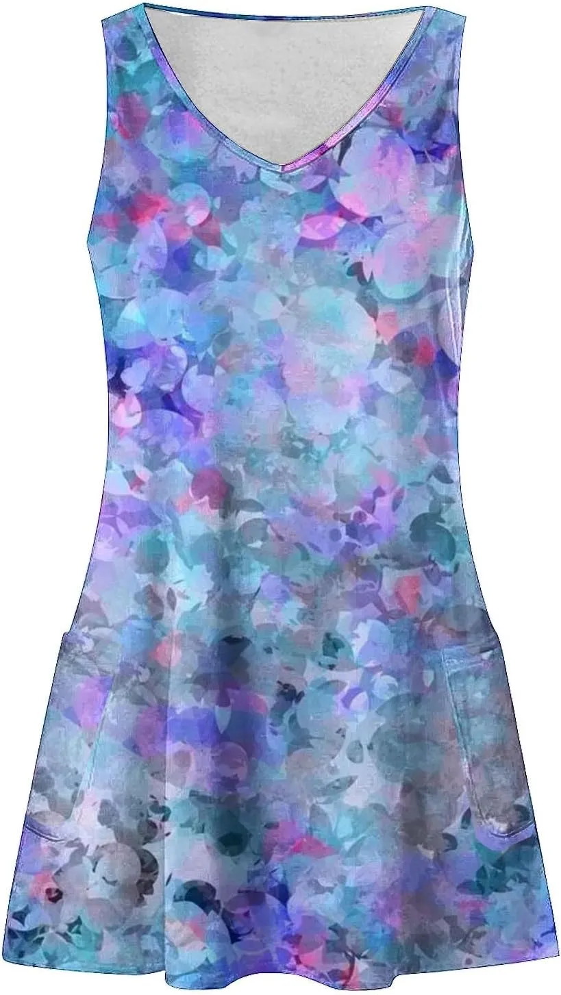 aihihe Summer Dresses for Women 2024 Boho Beach Sundress Loose Fit V Neck Sleeveless Midi Dress Flowy Dress with Pockets
