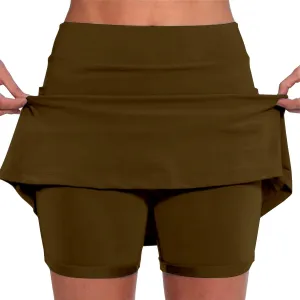 Athletic Skirts Women Solid Mid Waist Culottes Short Skirts Skinny Pants Tummy Control Plus Size Skort Womens Golf