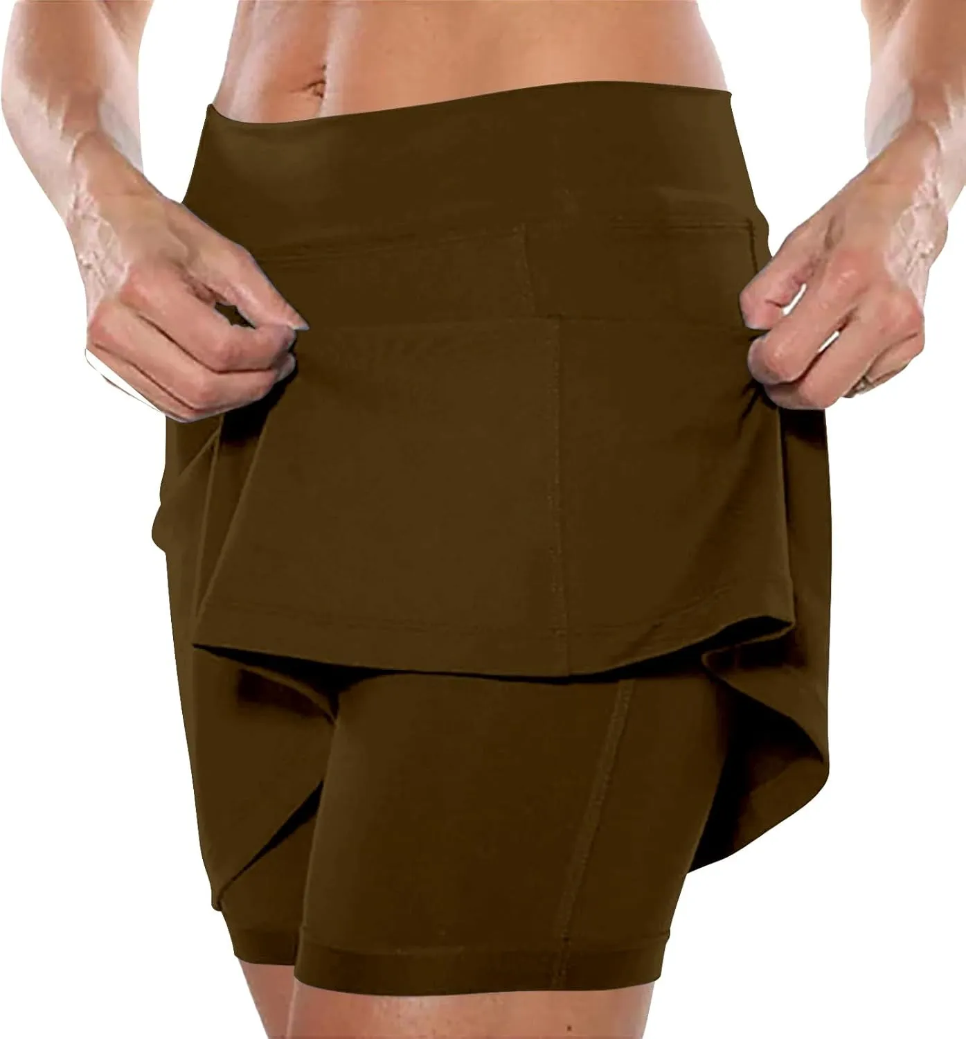 Athletic Skirts Women Solid Mid Waist Culottes Short Skirts Skinny Pants Tummy Control Plus Size Skort Womens Golf