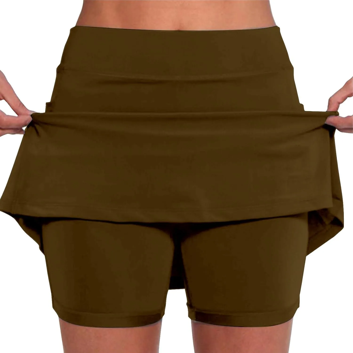 Athletic Skirts Women Solid Mid Waist Culottes Short Skirts Skinny Pants Tummy Control Plus Size Skort Womens Golf