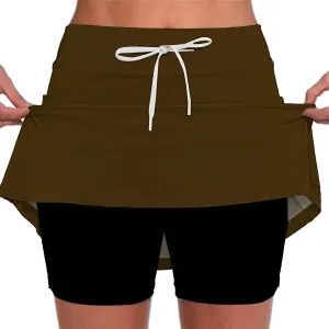 Athletic Skorts for Women with Pockets Plus Size Tummy Control Drawstrings High Waisted Tennis Skirts Yoga Shorts
