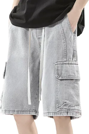 Baggy Jean Shorts for Men Jorts Casual Loose Fit Long Denim Shorts Wide Leg Y2K Hip Hop Trendy Outfits