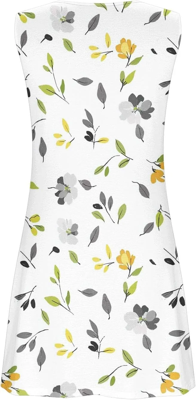 Beach Dresses for Women Casual Sleeveless Print Beach Cute Sundress Sexy Summer Floral Fashion Mini Dress 2025