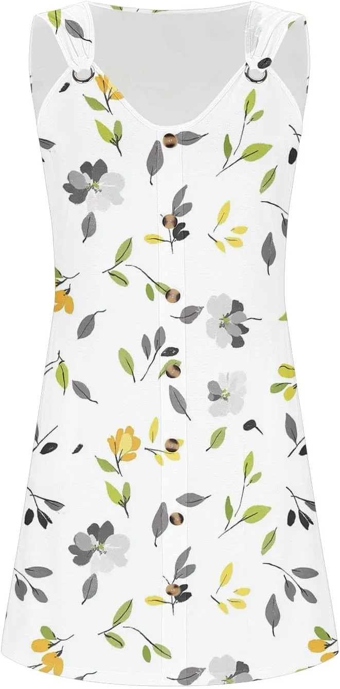 Beach Dresses for Women Casual Sleeveless Print Beach Cute Sundress Sexy Summer Floral Fashion Mini Dress 2025