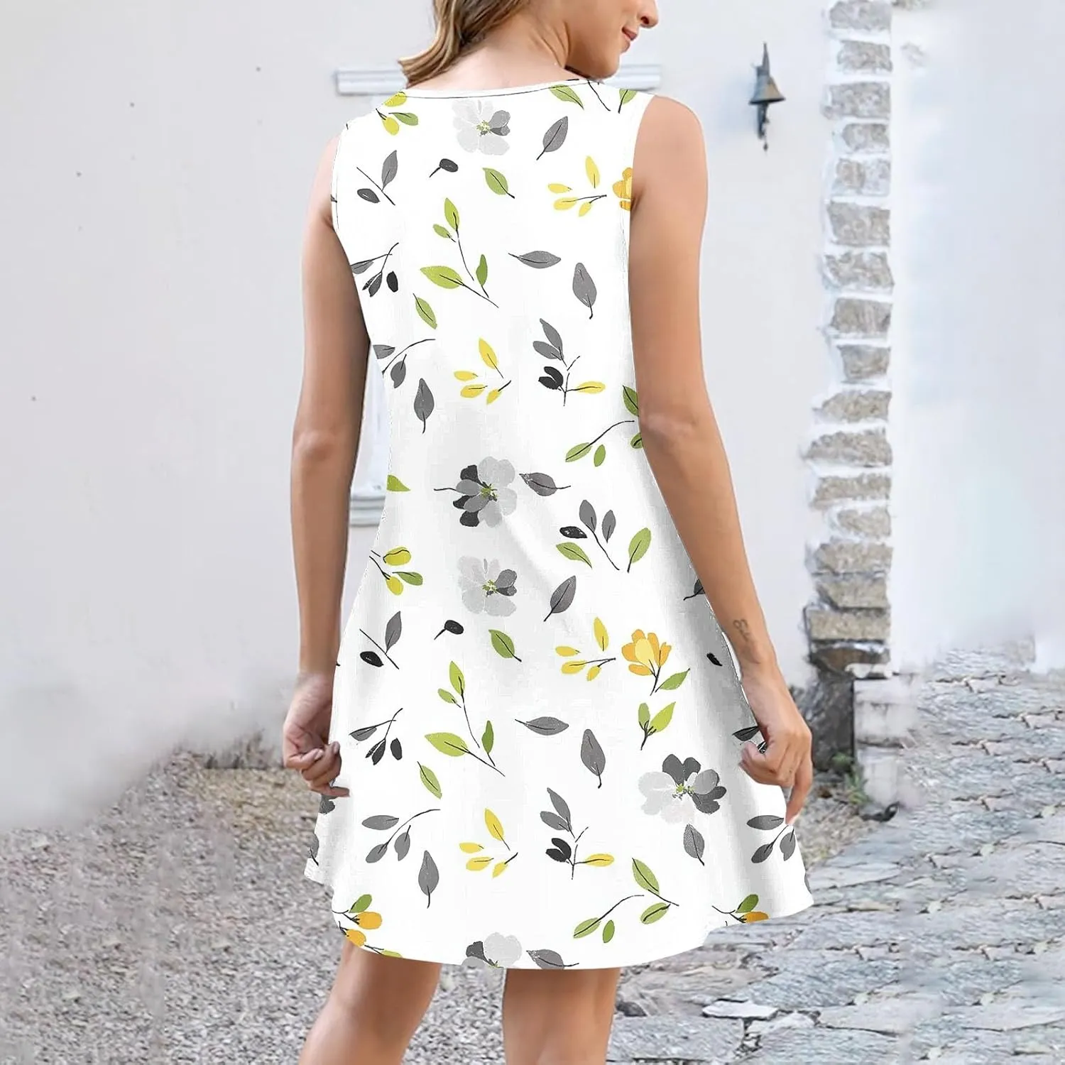 Beach Dresses for Women Casual Sleeveless Print Beach Cute Sundress Sexy Summer Floral Fashion Mini Dress 2025