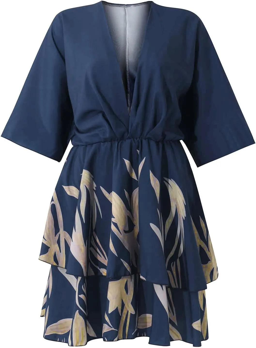 Beach Dresses for Women Vacation Short Batwing Sleeve V Neck Summer Trendy Dress Ruffle Boho Mini Sundress