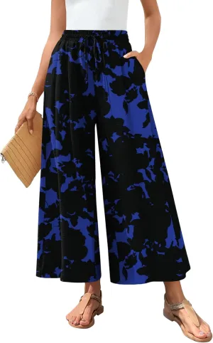 Bestbee Women's Palazzo Pants Dressy Casual Wide Leg Slacks Elastic Waist with Pockets