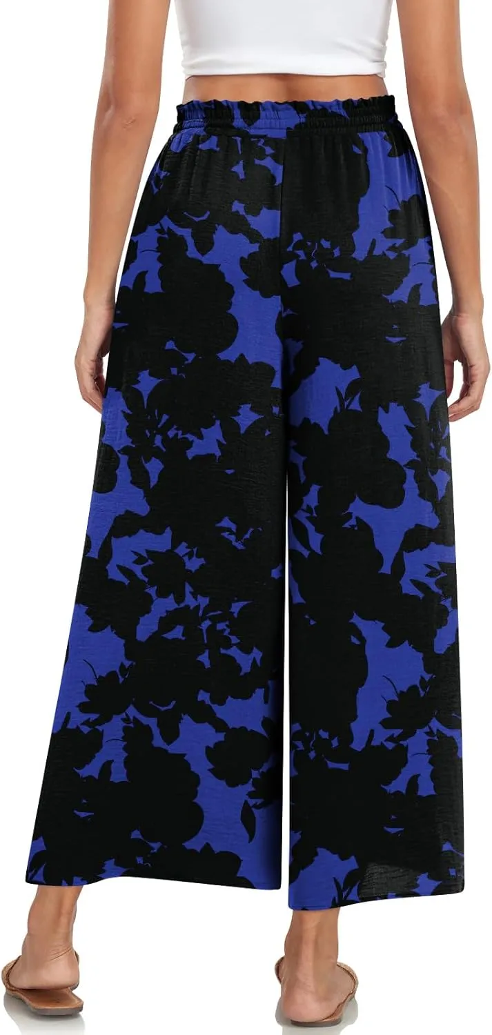 Bestbee Women's Palazzo Pants Dressy Casual Wide Leg Slacks Elastic Waist with Pockets