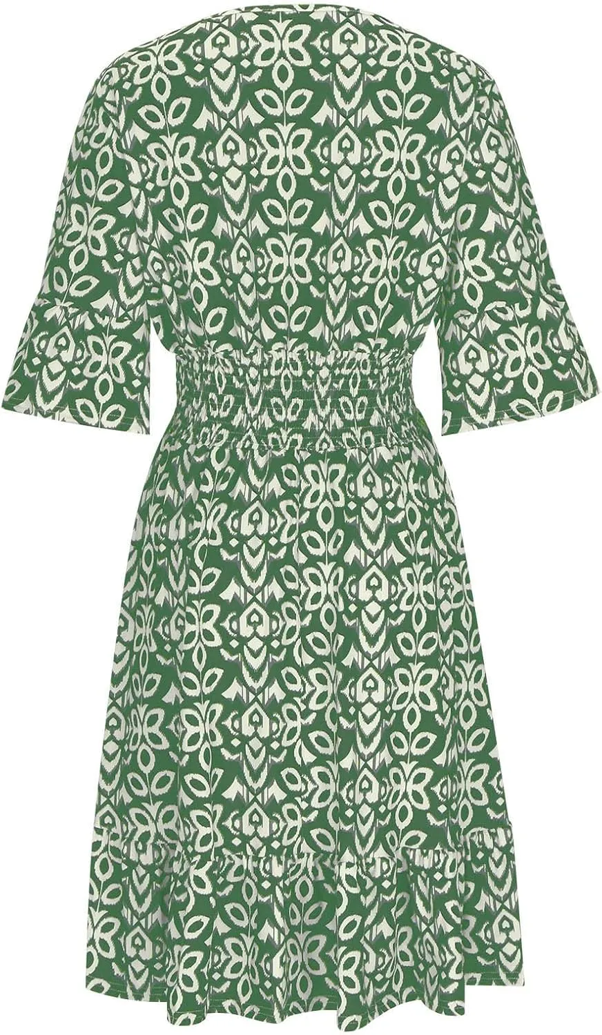 Bohemian Summer Dresses for Women 2024 Flowy 3/4 Sleeve V Neck Boho Floral Print Sun Dresses Trendy Vacation Clothes