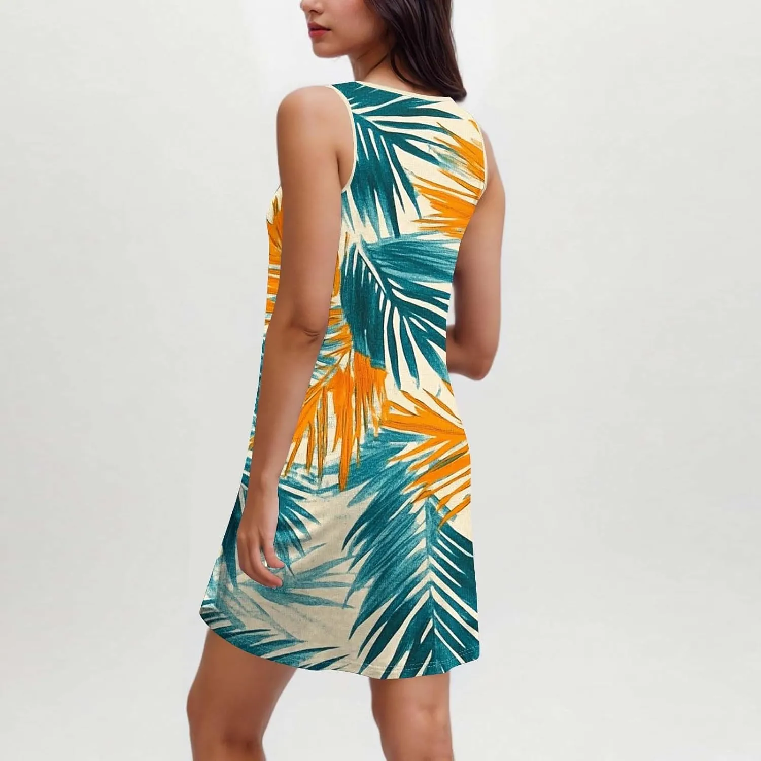 Boho Dresses for Women 2025 Summer Floral Cute Sundress Casual Sleeveless Tank Beach Mini Dress with Pocket