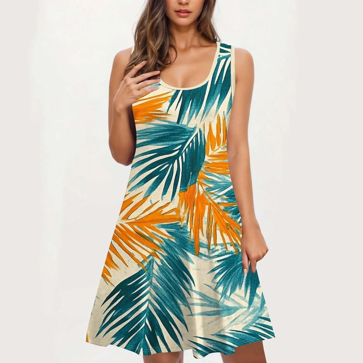 Boho Dresses for Women 2025 Summer Floral Cute Sundress Casual Sleeveless Tank Beach Mini Dress with Pocket