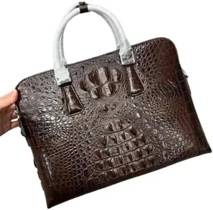 Business Casual Style Genuine Crocodile Skin Men's Work Purse Handbag Authentic Real Alligator Leather Male ZIP Briefcase Bag