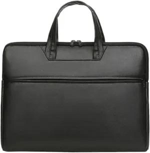Business Casual Style Water Resistant Meeting Leather Portfolio Briefcase Slim Profile Commuter Tote For Office