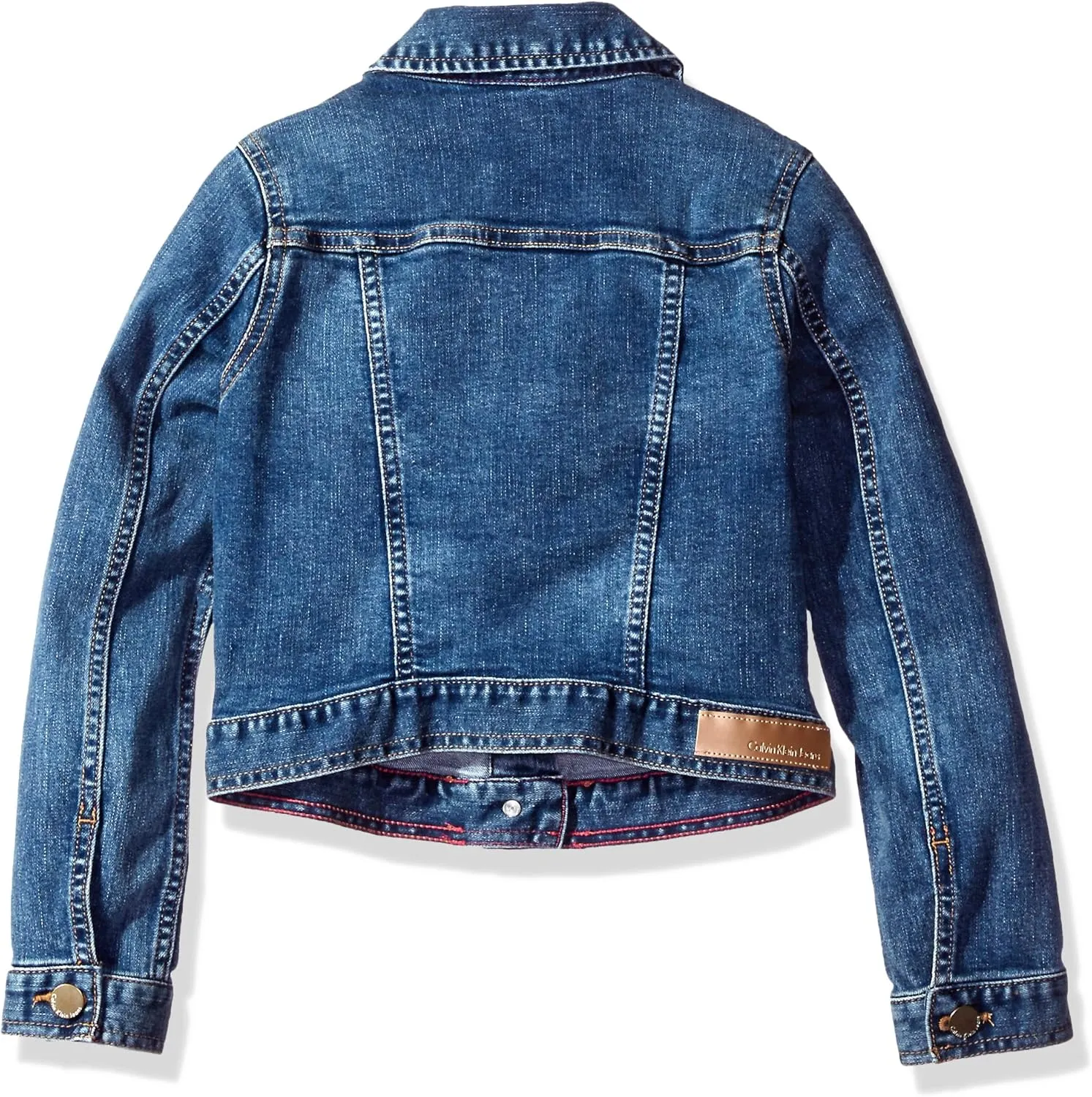 Calvin Klein Girls' Basic Jean Jacket, Stretch Denim with Button Closure, Casual Style