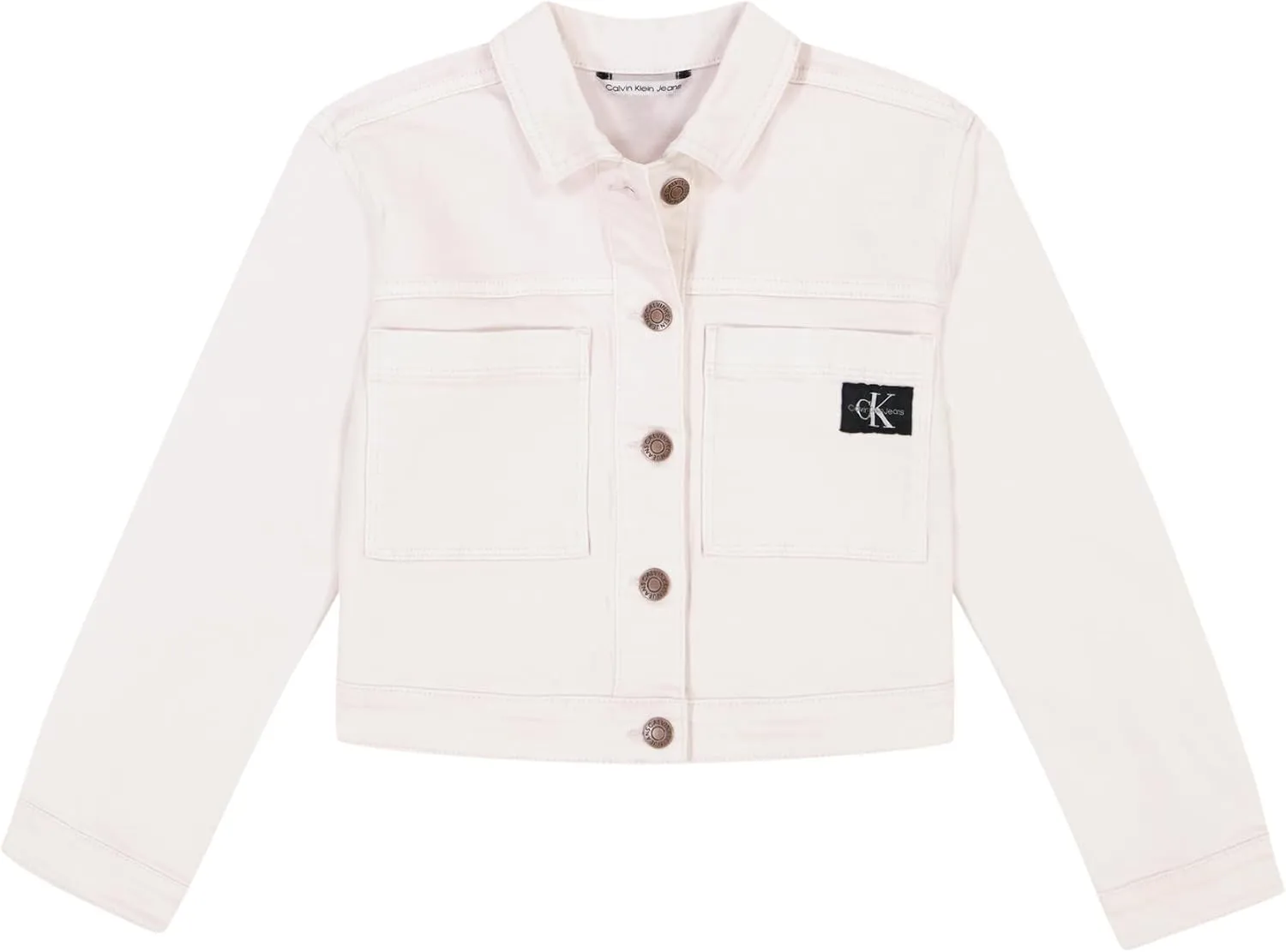Calvin Klein Girls' Basic Jean Jacket, Stretch Denim with Button Closure, Casual Style