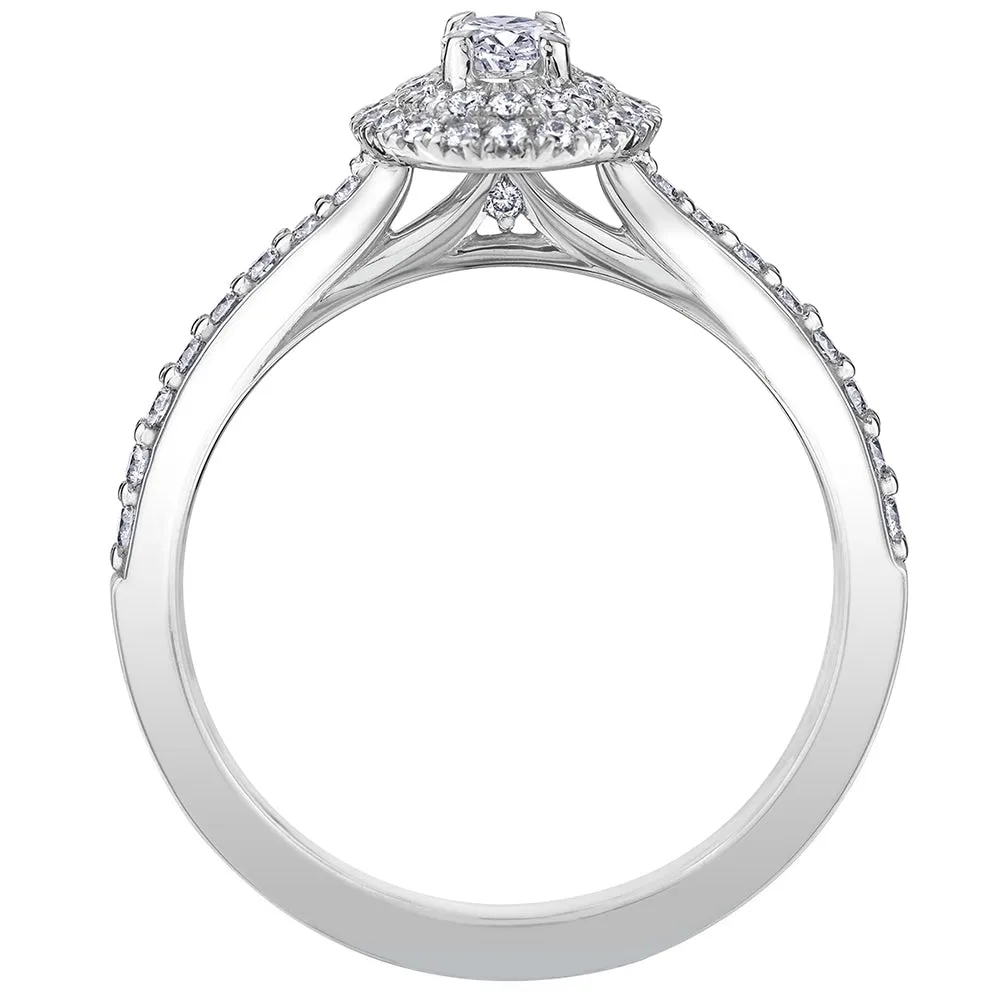 Canadian Oval Diamond Ring with Double Halo