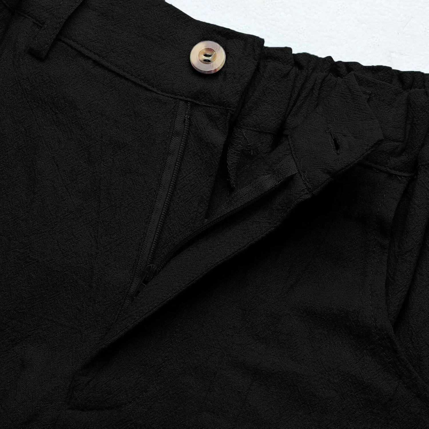 Capris Pants for Women Dressy Linen Pants Casual Summer Pant Button Straight High Waist Pant Pocket Cropped Trousers
