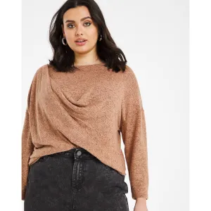 Capsule Camel Knit Look Draped Top