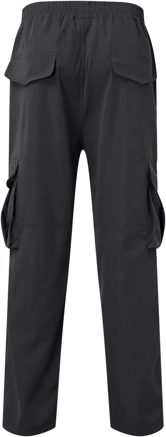 Cargo Pants for Men Casual Drawstring Lightweight Relaxed Fit Work Pants Pockets Outdoor Athletic Sweatpants Hiking Trousers