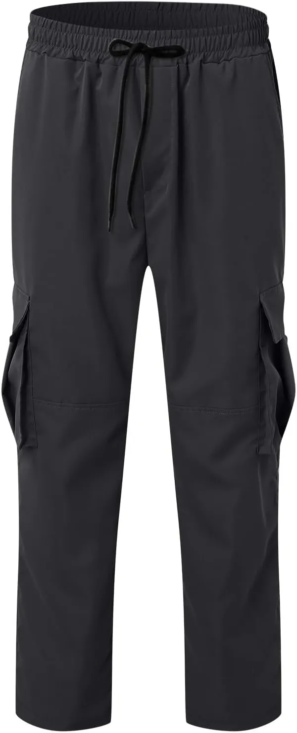 Cargo Pants for Men Casual Drawstring Lightweight Relaxed Fit Work Pants Pockets Outdoor Athletic Sweatpants Hiking Trousers