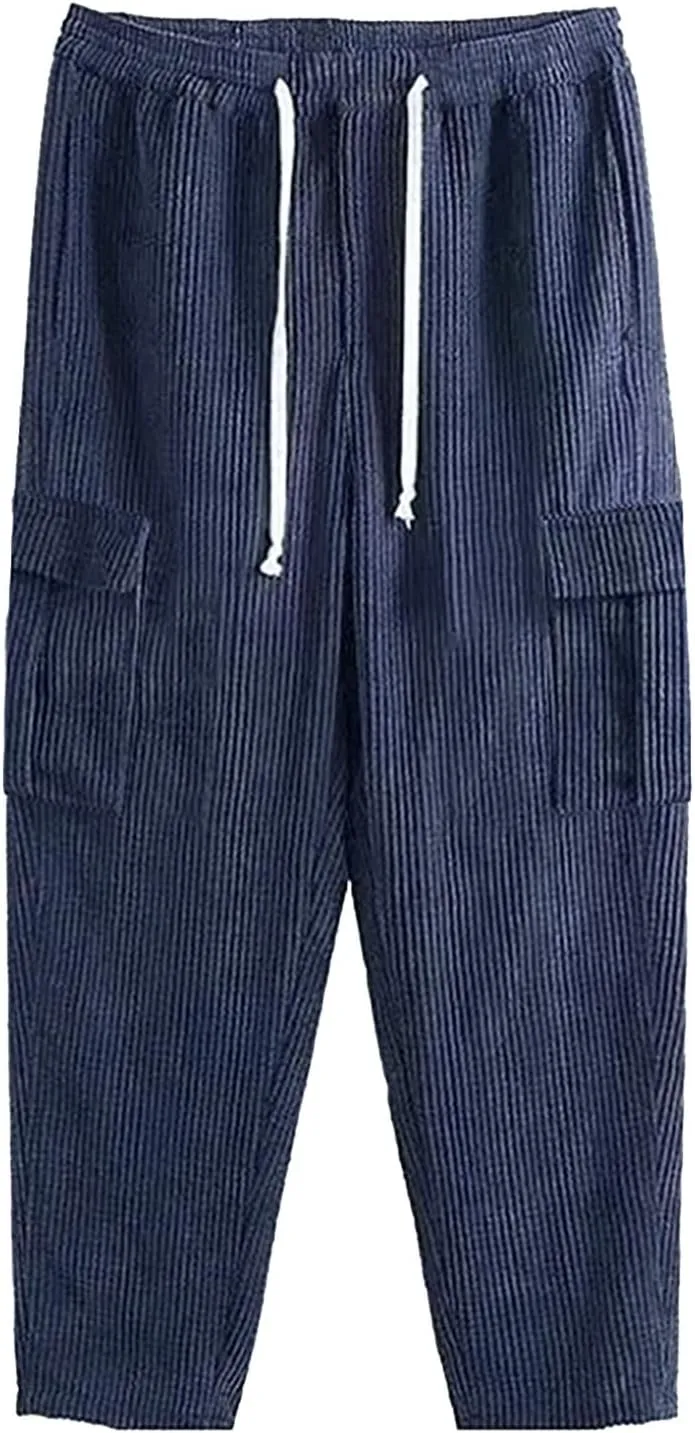 Cargo Pants for Men,Mens Joggers Pants Cotton Drawstring Chino Cargo Pants Hiking Casual Jogging Sweatpants