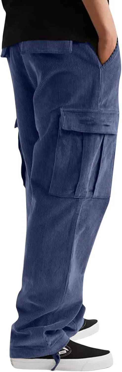 Cargo Pants for Men,Mens Joggers Pants Cotton Drawstring Chino Cargo Pants Hiking Casual Jogging Sweatpants