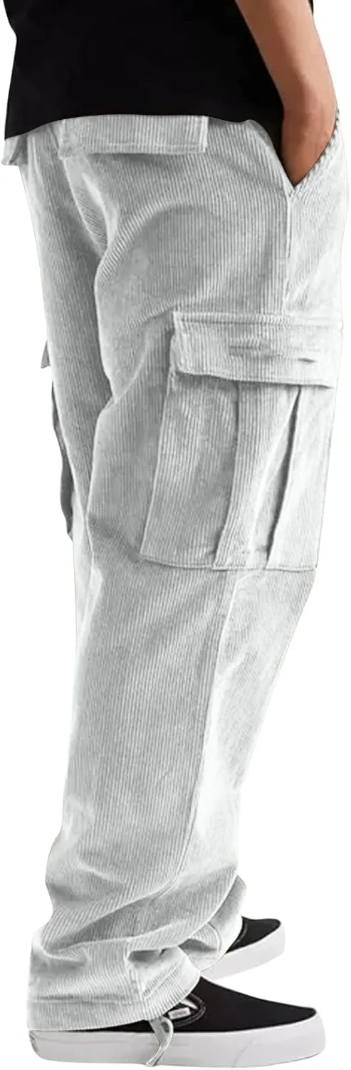 Cargo Pants for Men,Mens Joggers Pants Cotton Drawstring Chino Cargo Pants Hiking Casual Jogging Sweatpants