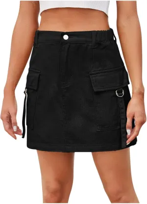 Cargo Skirts for Women Trendy Jean Skirts High Waisted Mini Skirts Y2K Country Concert Outfits with Pockets