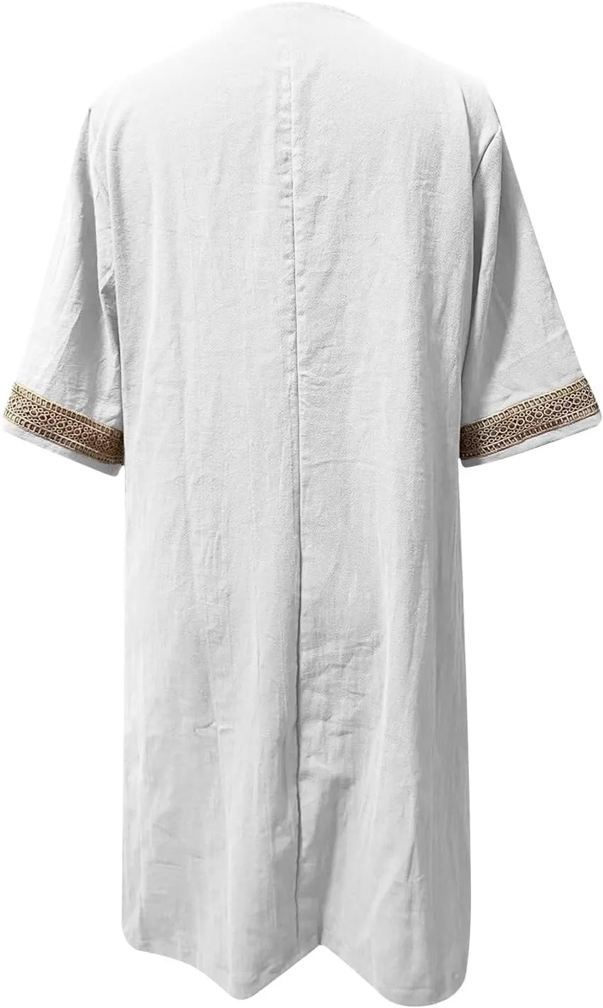 Ceboyel Cotton Linen Dresses for Women 2025 Boho Casual Short Dress V Neck Summer Dress Trendy Elegant Ladies Outfits