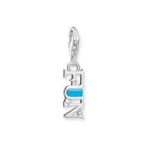 Charm pendant Fun with white stones silver
