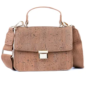 Chic Natural Cork Crossbody Bag with Gold Clasp