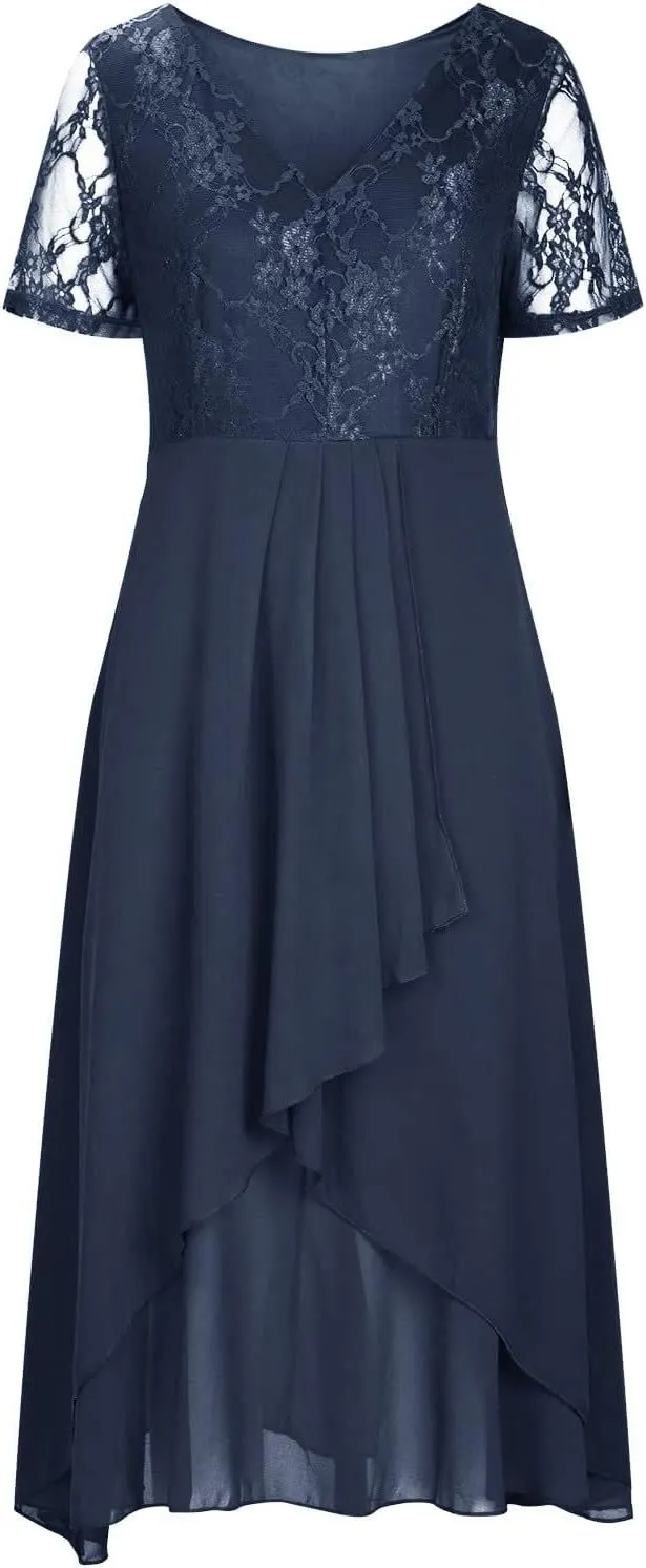 Chiffon Bridesmaid Dresses Long V Neck with Slit Ruffle Pleated Empire Waist Formal Dresses for Wedding Slit Formal Dresses