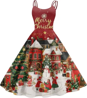 Christmas Party Dresses for Women Off The Shoulder Sexy Strappy Crew Neck Dresses Fashion Party Holiday Slip Dress