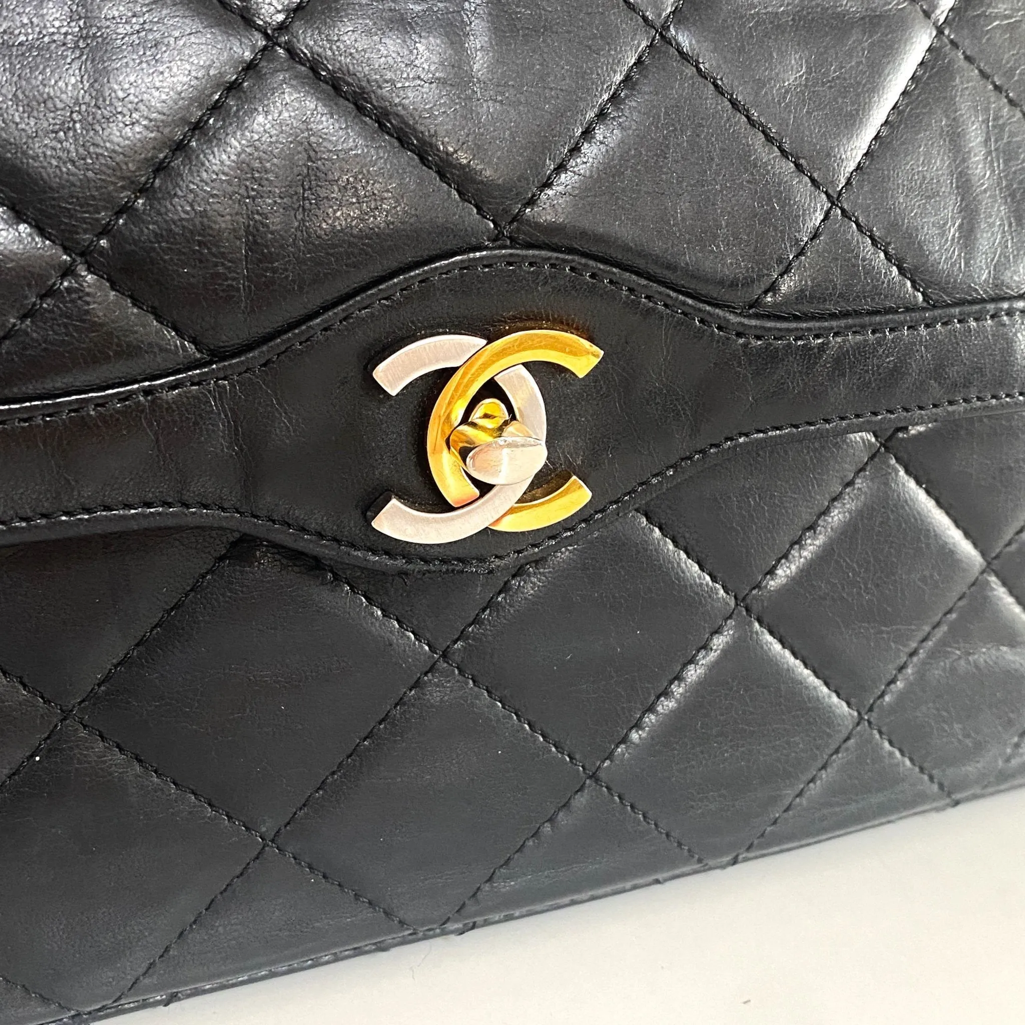 Classic Double Flap Lambskin Double Chain Bag Paris Limited Gold / Silver Hardware