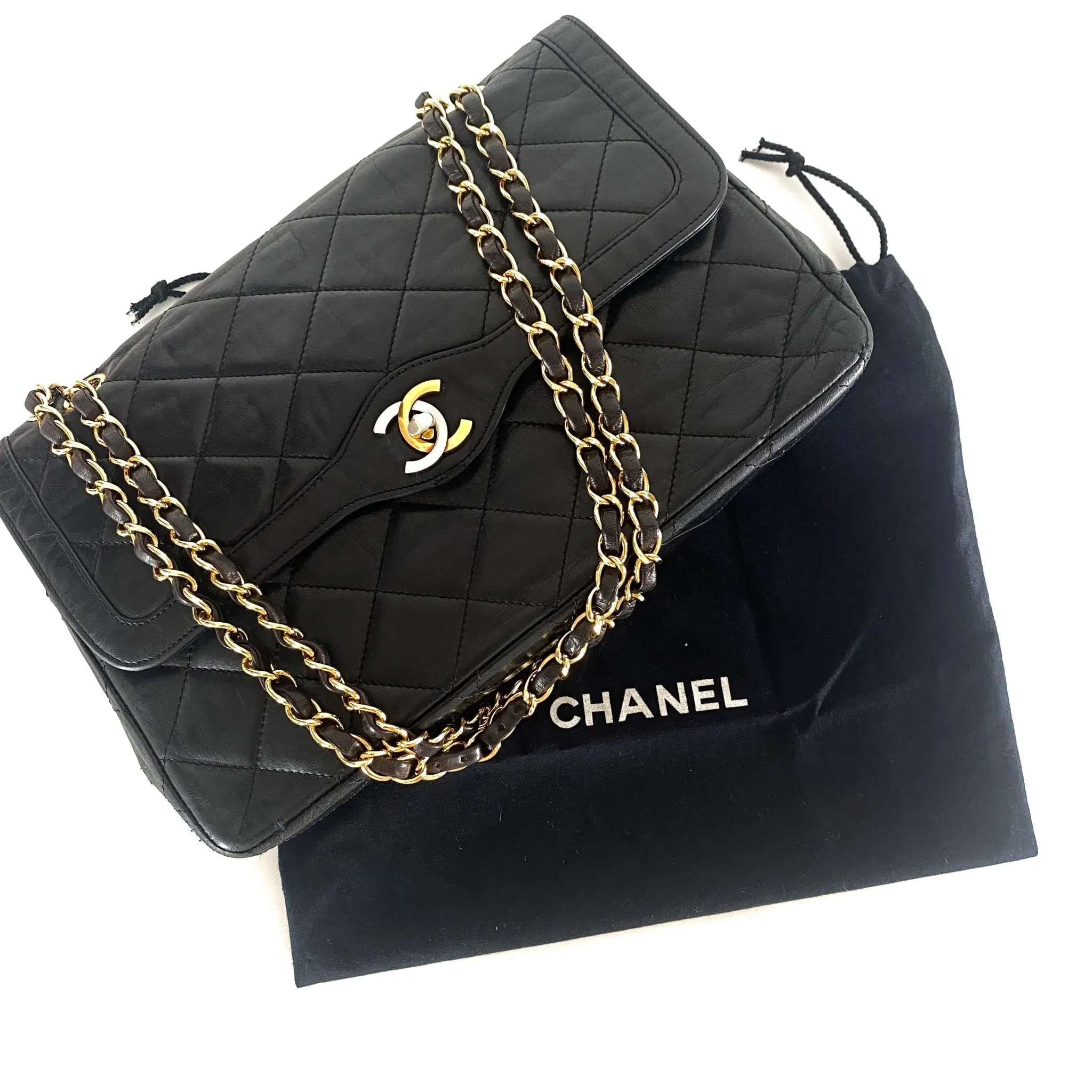 Classic Double Flap Lambskin Double Chain Bag Paris Limited Gold / Silver Hardware