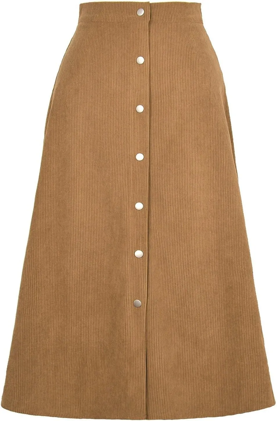 COTECRAM Corduroy Skirt Women Trendy Fall Winter High Waist Button Down A-Line Midi Skirts Dressy Casual Work Office Dresses
