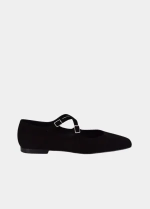 Dansi Versatile Black Suede Strappy Flats