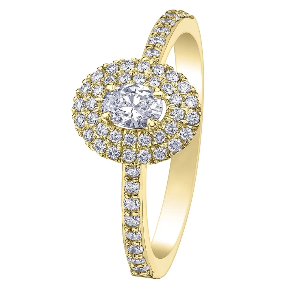 Double Halo Canadian Oval Diamond Engagement Ring