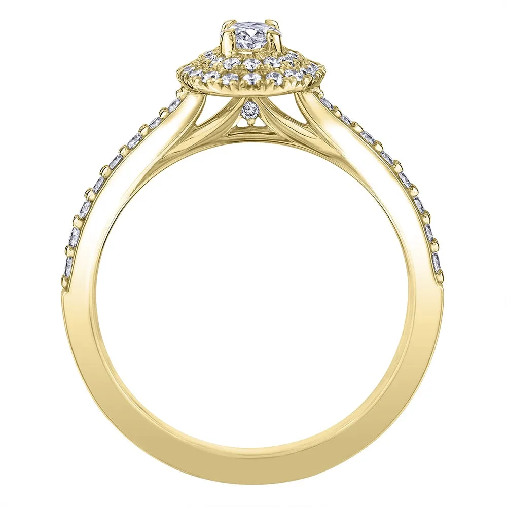 Double Halo Canadian Oval Diamond Engagement Ring